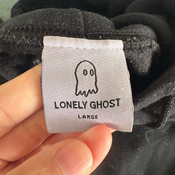 Lonely Ghost Black Hoodie with White Label “Growing is lonely” large - Picture 4 of 5